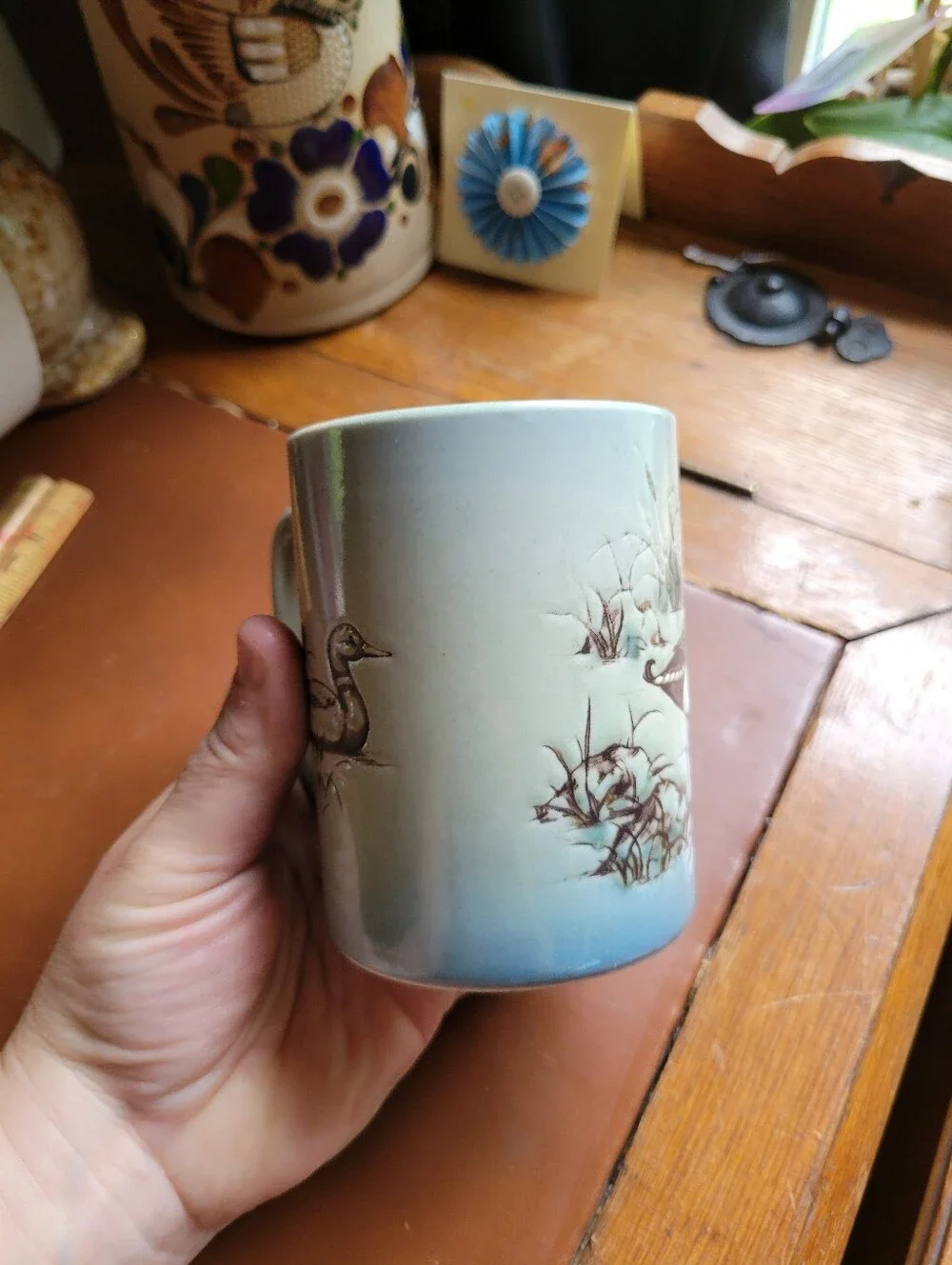 vintage Otagiri stoneware mug mallard duck pair, 4